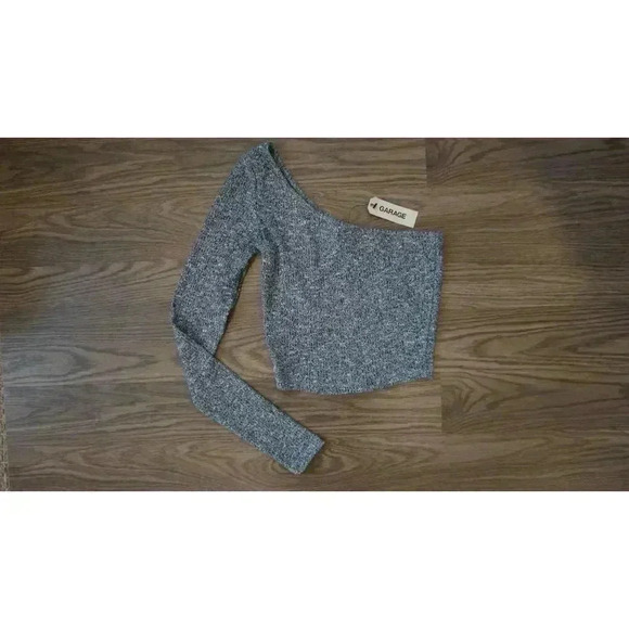 Garage Tops - NWT Garage Long Sleeve One Shoulder Salt & Pepper - Size P/S